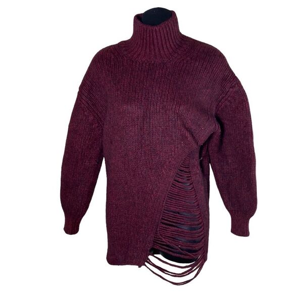 IRO women’s medium vasen heavy knit wool alpaca distressed turtleneck sweater - Picture 3 of 9